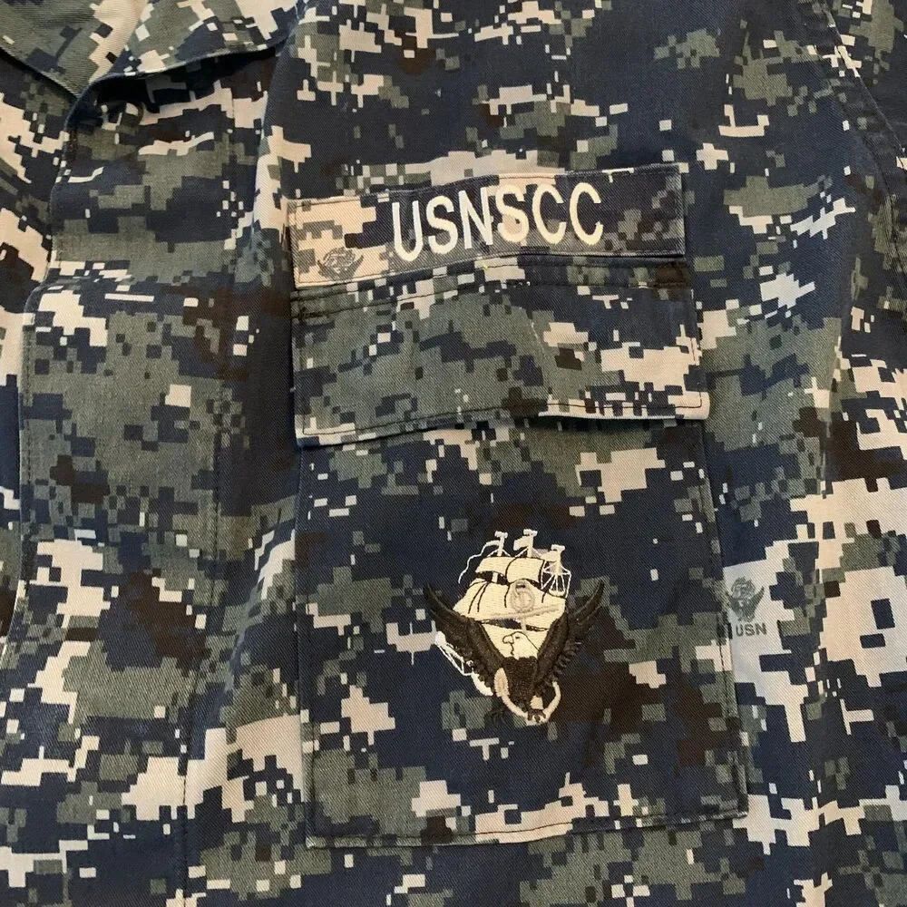 US Naval Sea Cadets NWU‎ Jacket Mens Large Blue Digital Camo USNSCC Navy BDU